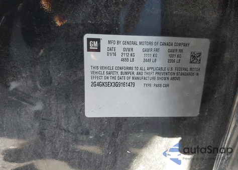 2016 Buick Regal Turbo from USA, damaged, VIN 2G4GK5EX3G9161479